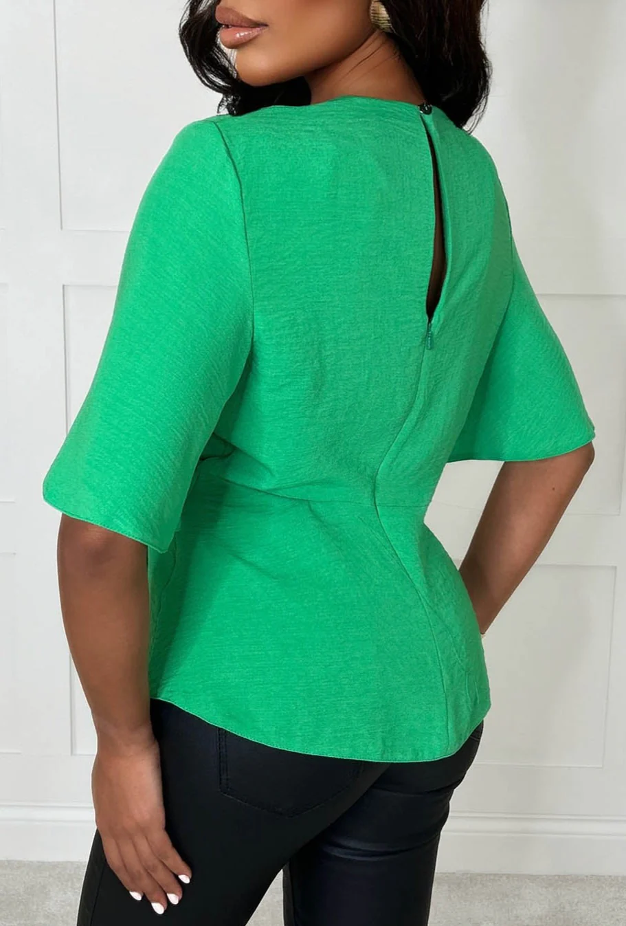 Knot Yours Green Knot Front Short Sleeve Top - Image 2
