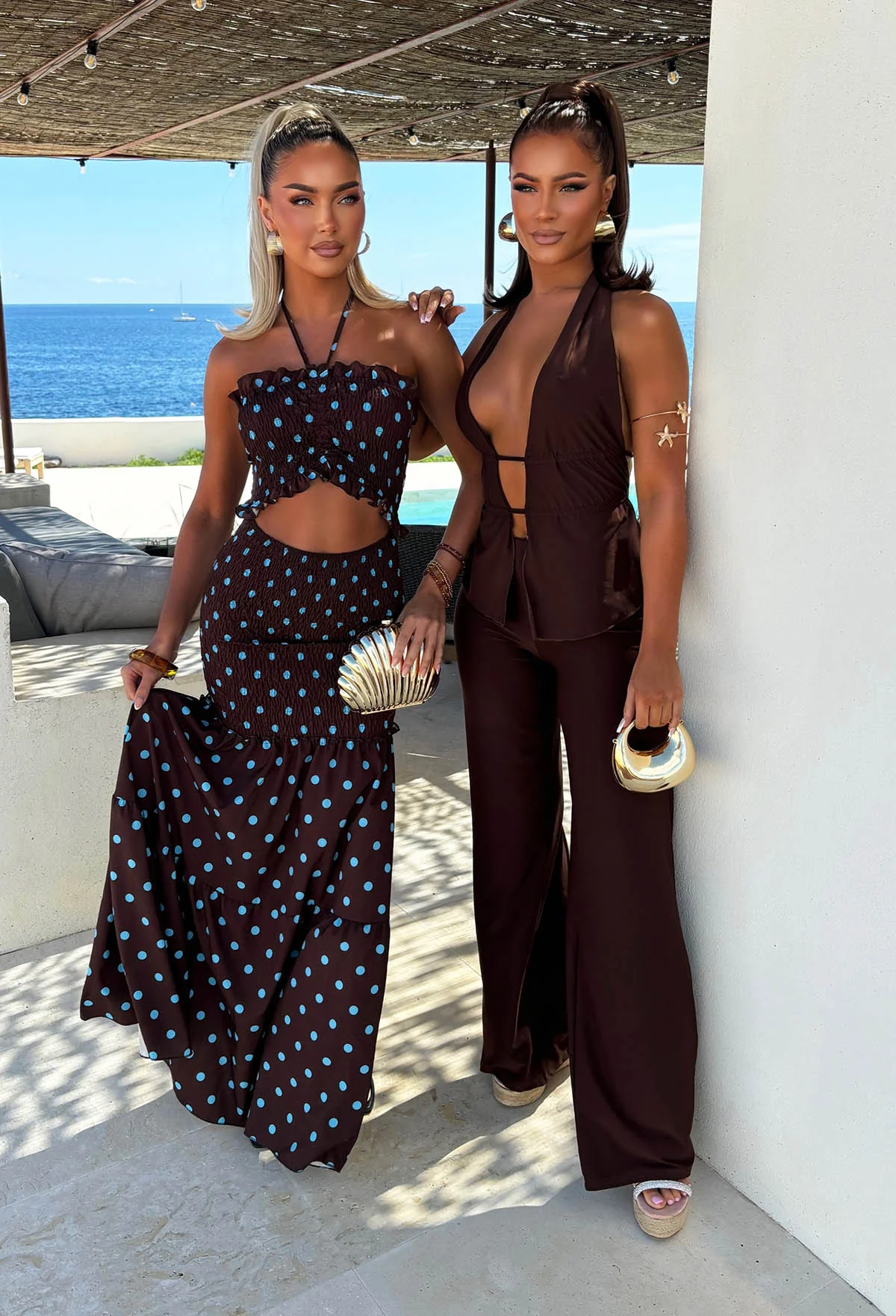 Ladybug Chocolate Brown Polka Dot Maxi Dress - Image 3