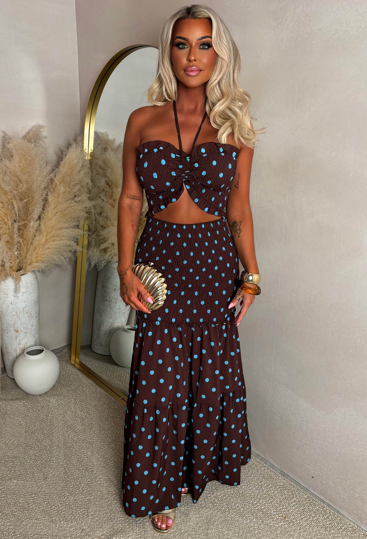 Ladybug Chocolate Brown Polka Dot Maxi Dress - Image 4