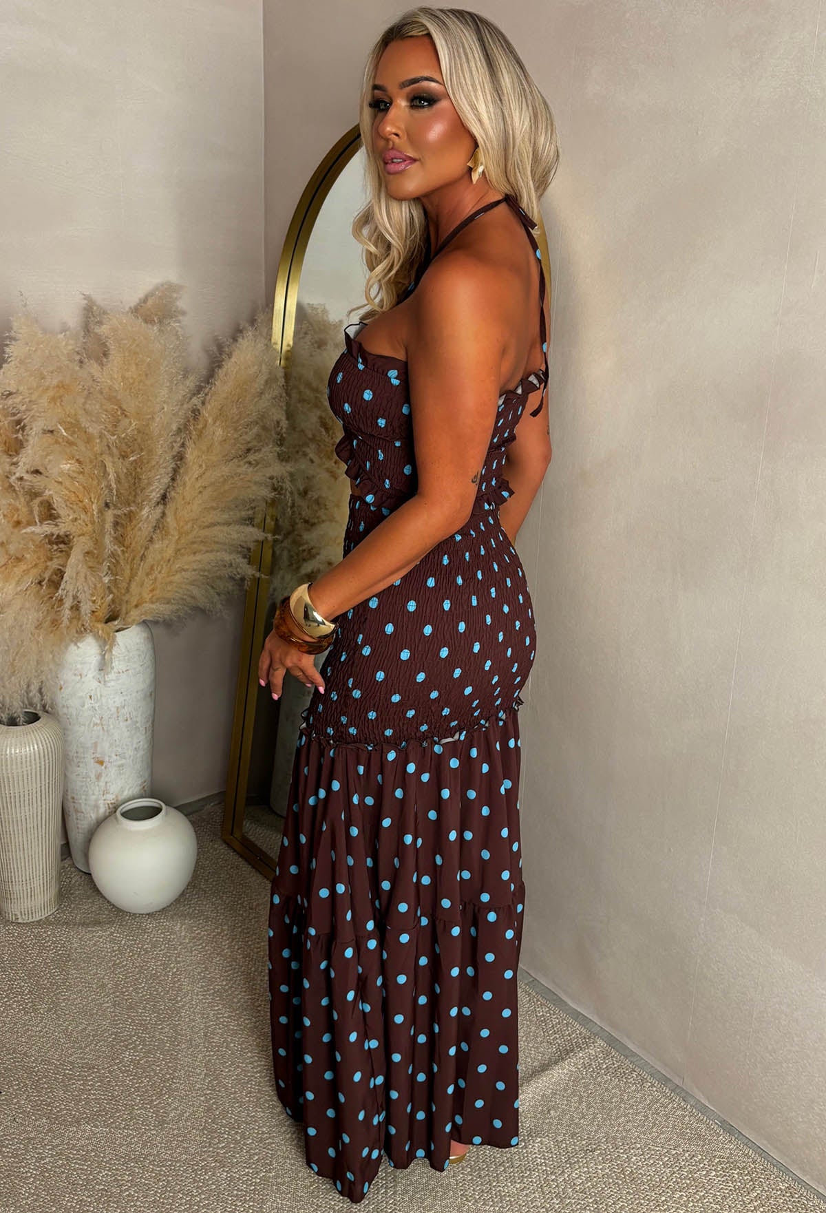 Ladybug Chocolate Brown Polka Dot Maxi Dress - Image 5