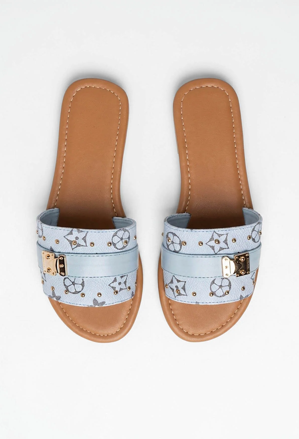Logo Baby Blue Printed Sliders - Image 2
