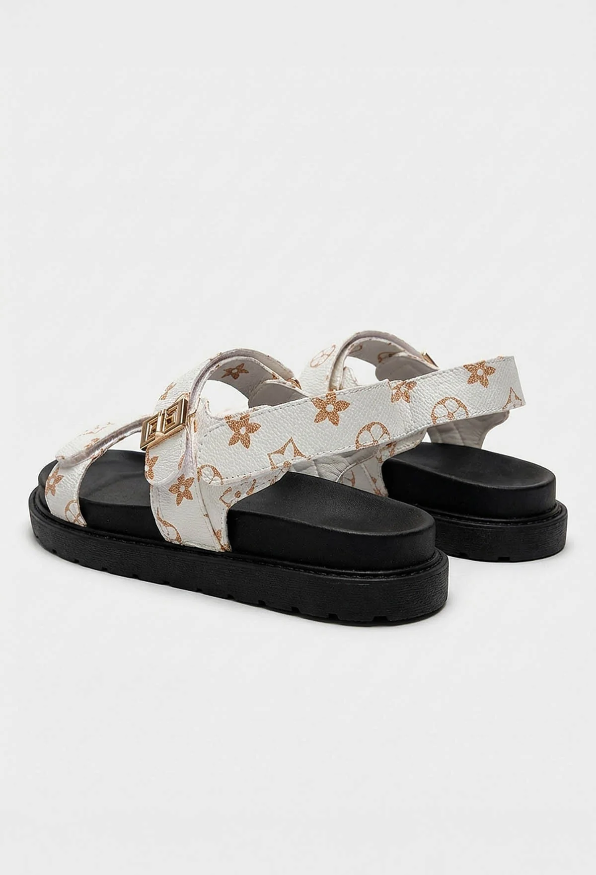 Logo Loco White Printed Ankle Strap Sliders - Image 3