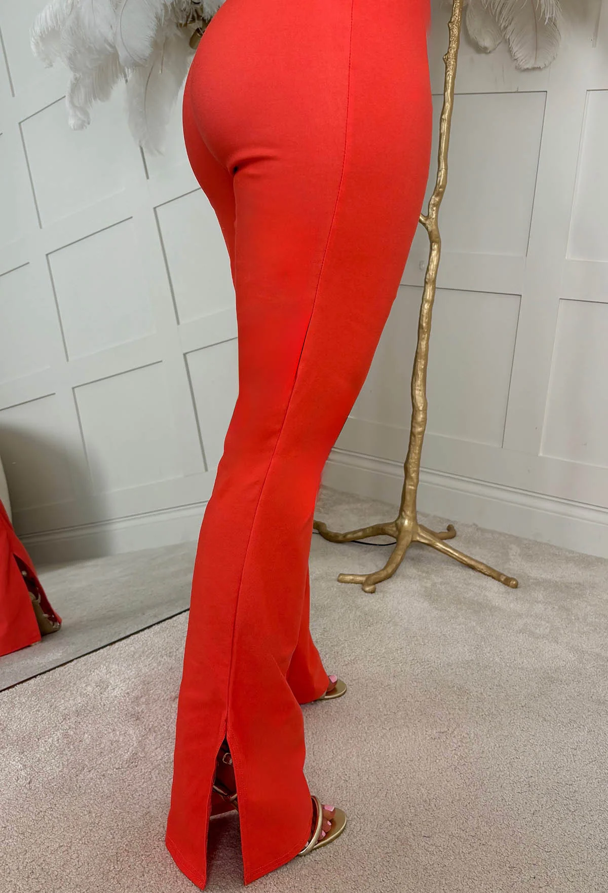Love All Around Coral Bengaline Stretch Flared Trousers - Image 3