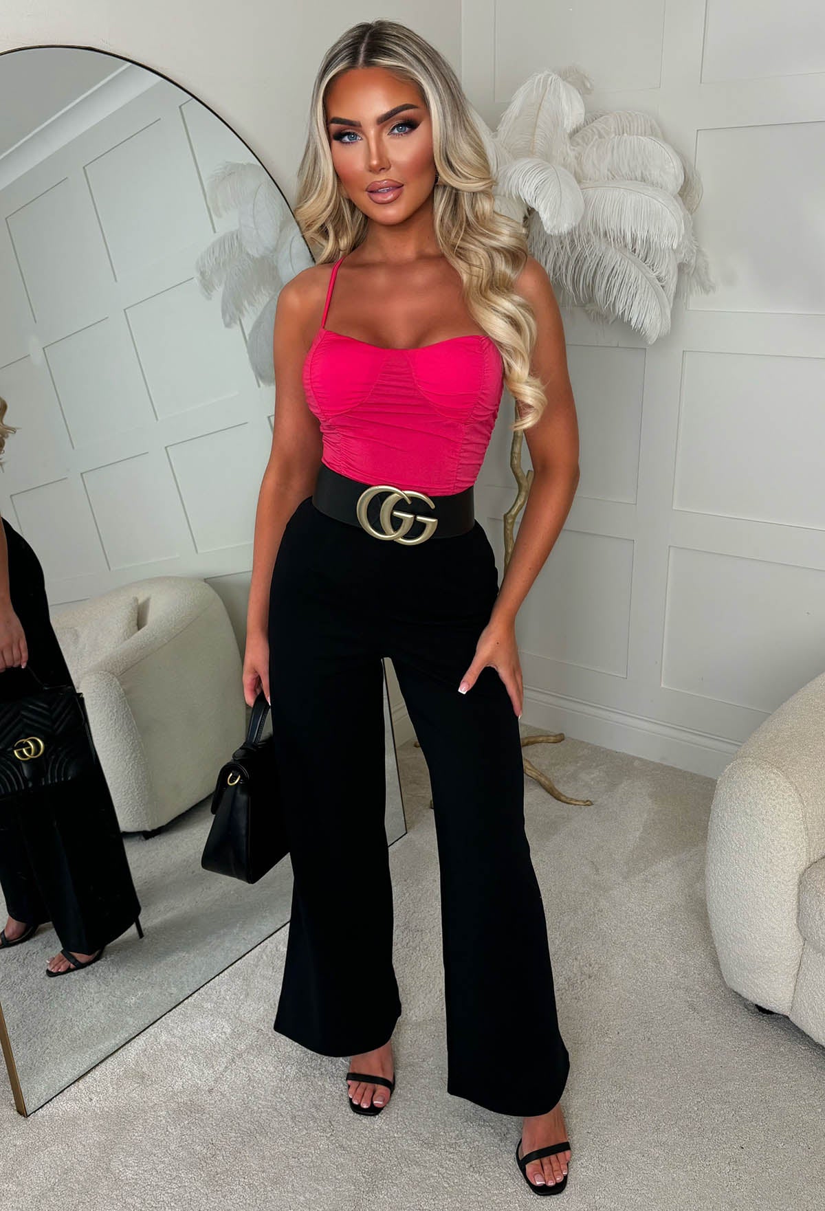 Lover Gal Hot Pink Ruched Bodysuit - Image 3