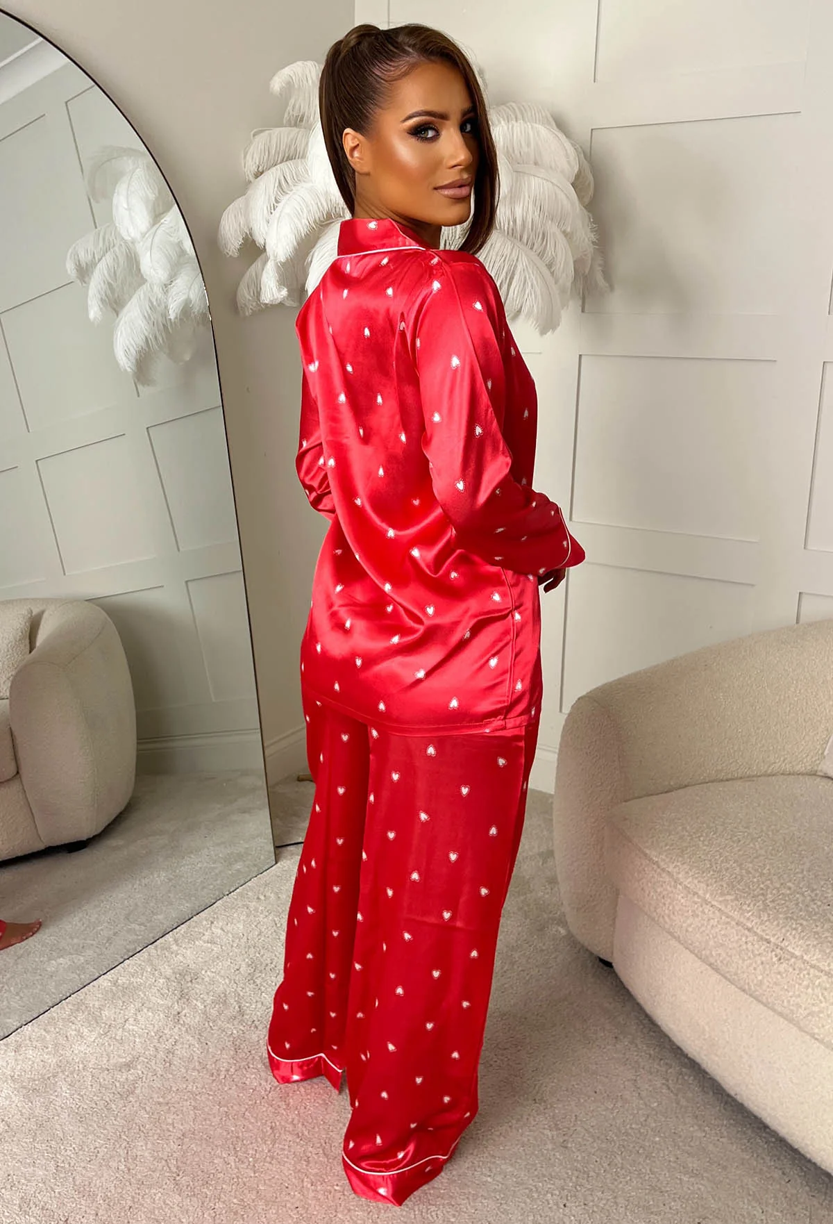Lovers Chic Red Heart Print Long Sleeve Pyjama Set - Image 2