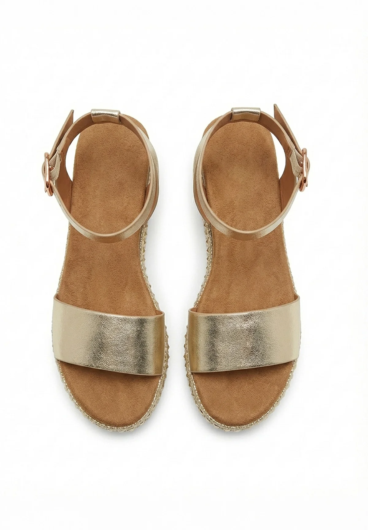 Lux Allure Gold Studded Metallic Platform Sandals - Image 3