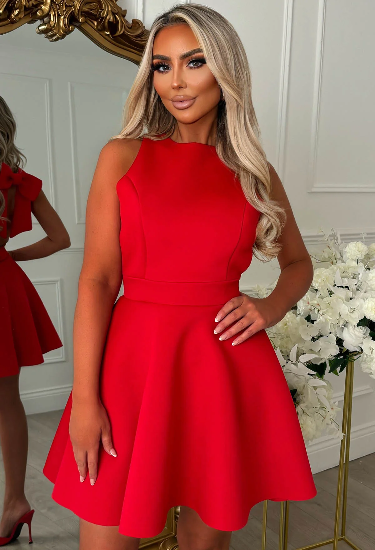 Luxe Dream Red Backless Mini Dress - Image 3