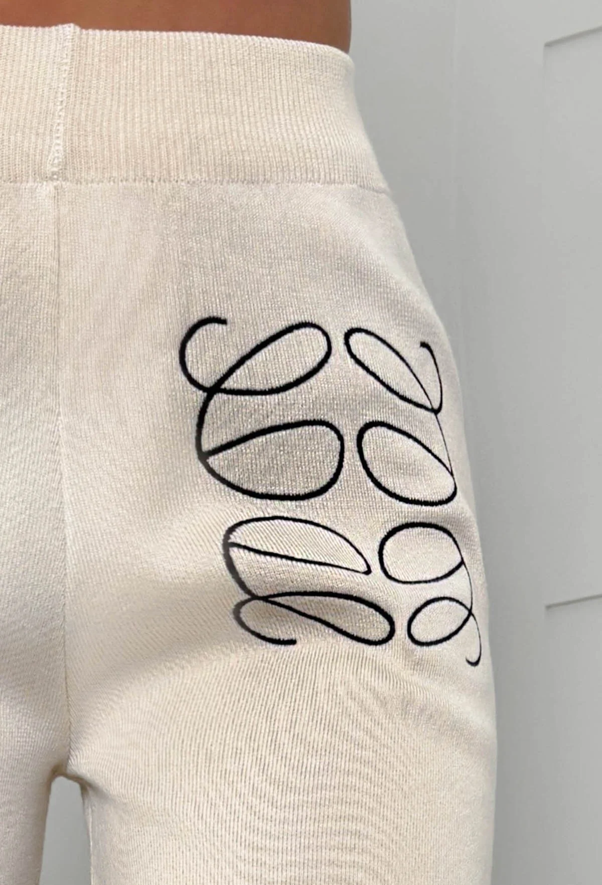 Luxe Layers Cream Embroidered Knitted Trousers - Image 2