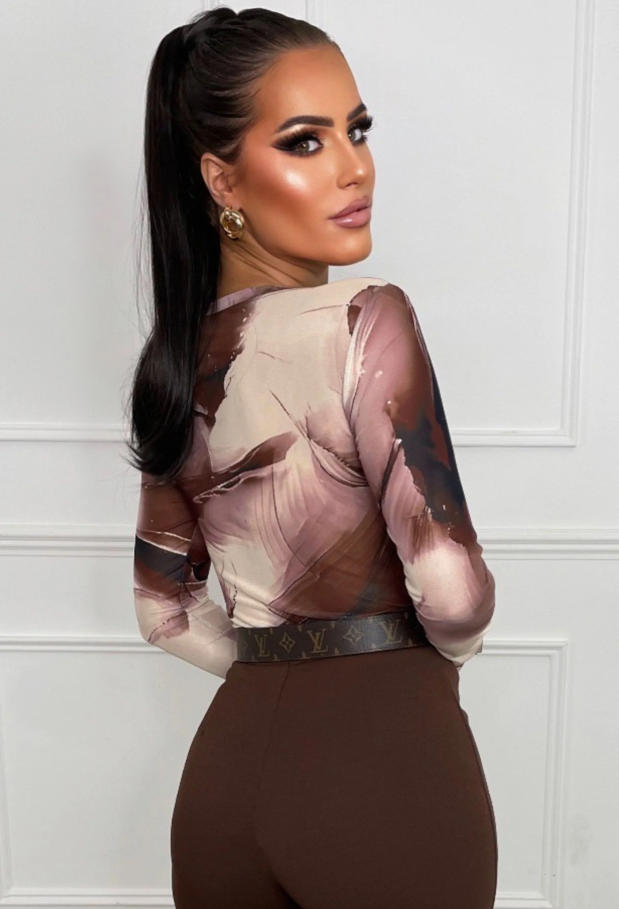 Mermaid Vibes Brown Mesh Bodysuit - Image 2