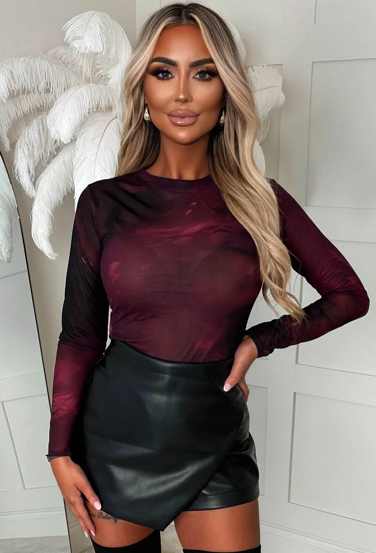 Mesh With Me Pink Mesh Printed Bodysuit