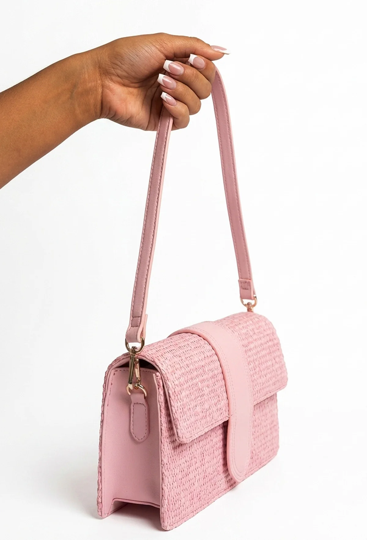 Mila Pink Raffia Bag - Image 3