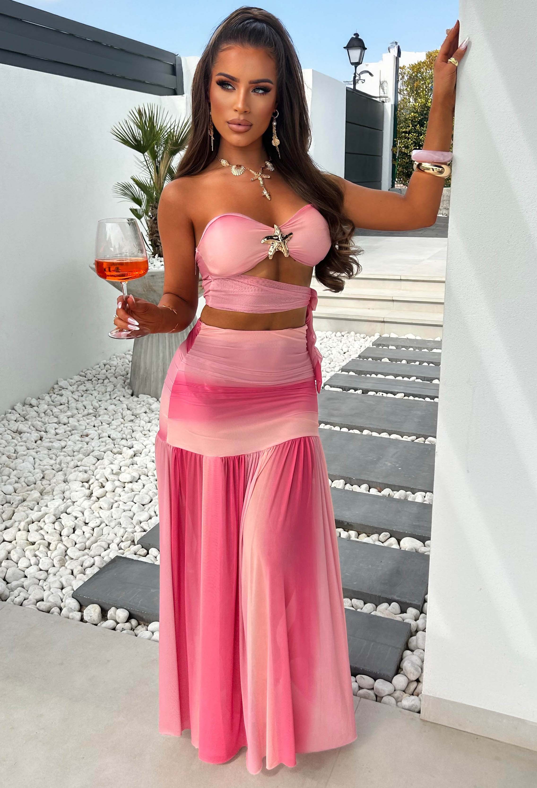 Mojito Moments Pink Mesh Ombre Starfish Trim Cut Out Co-ord Set - Image 4