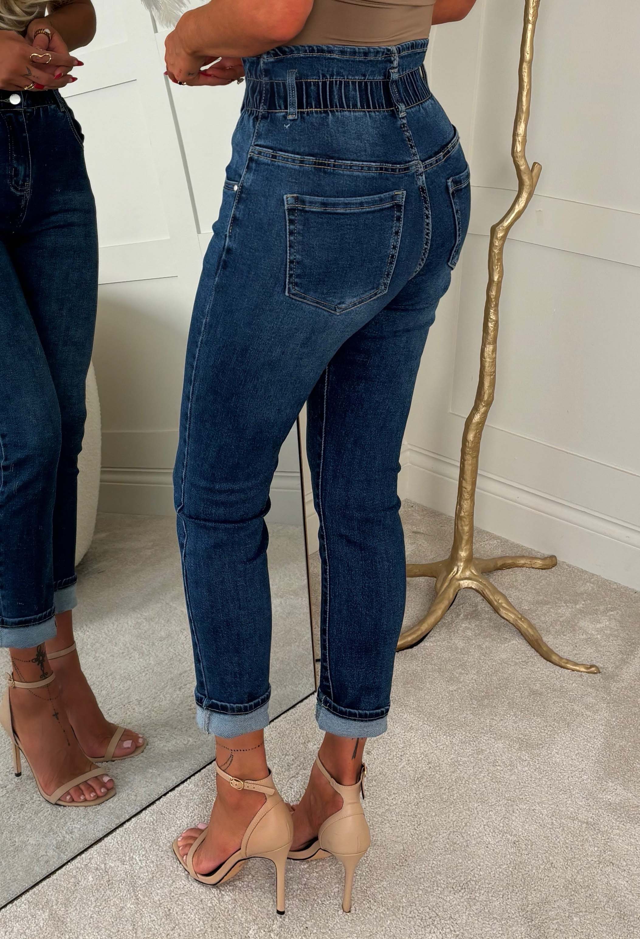 Moms The Word Mid Wash Stretch Denim Paperbag Mom Jeans - Image 2