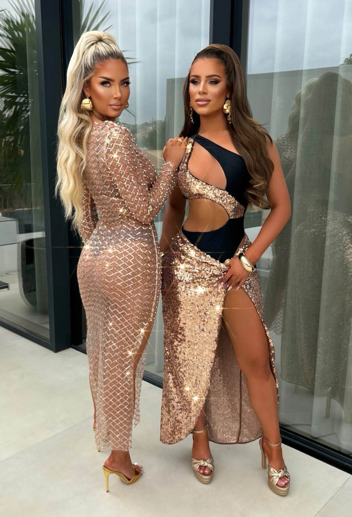 New It Girl Rose Gold Sequin Maxi Cover Up Dress - Image 5