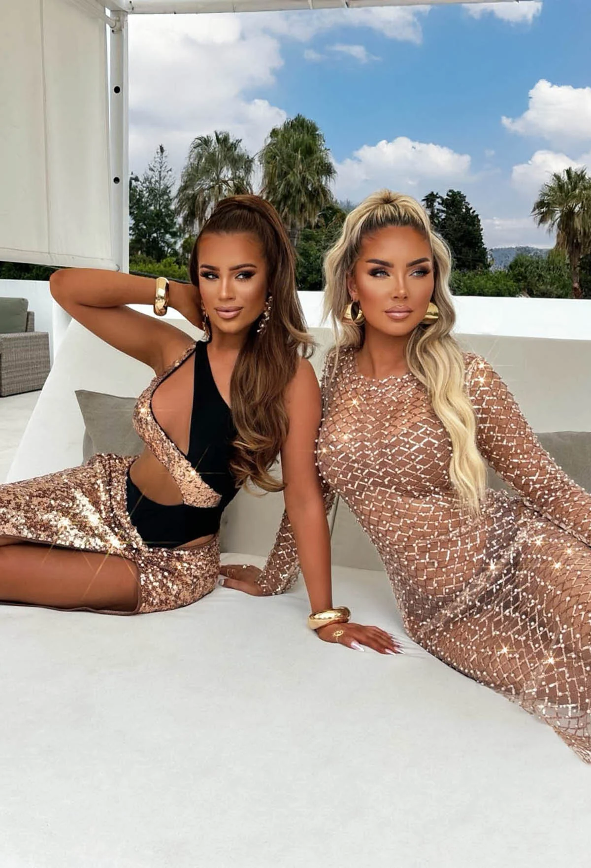 New It Girl Rose Gold Sequin Maxi Cover Up Dress - Image 6