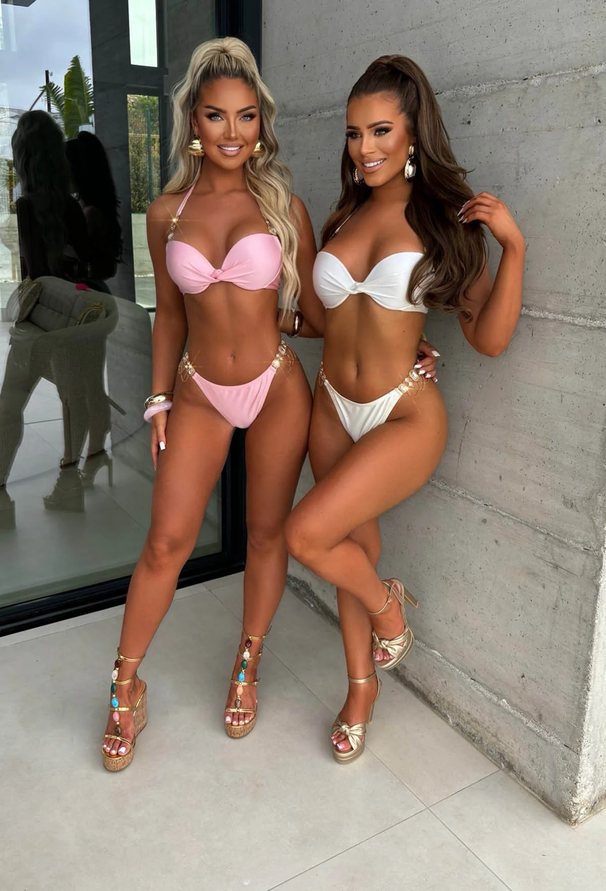 Ocean Obsession Cream Ultra Embellished Push Up Knot Bikini - Image 5