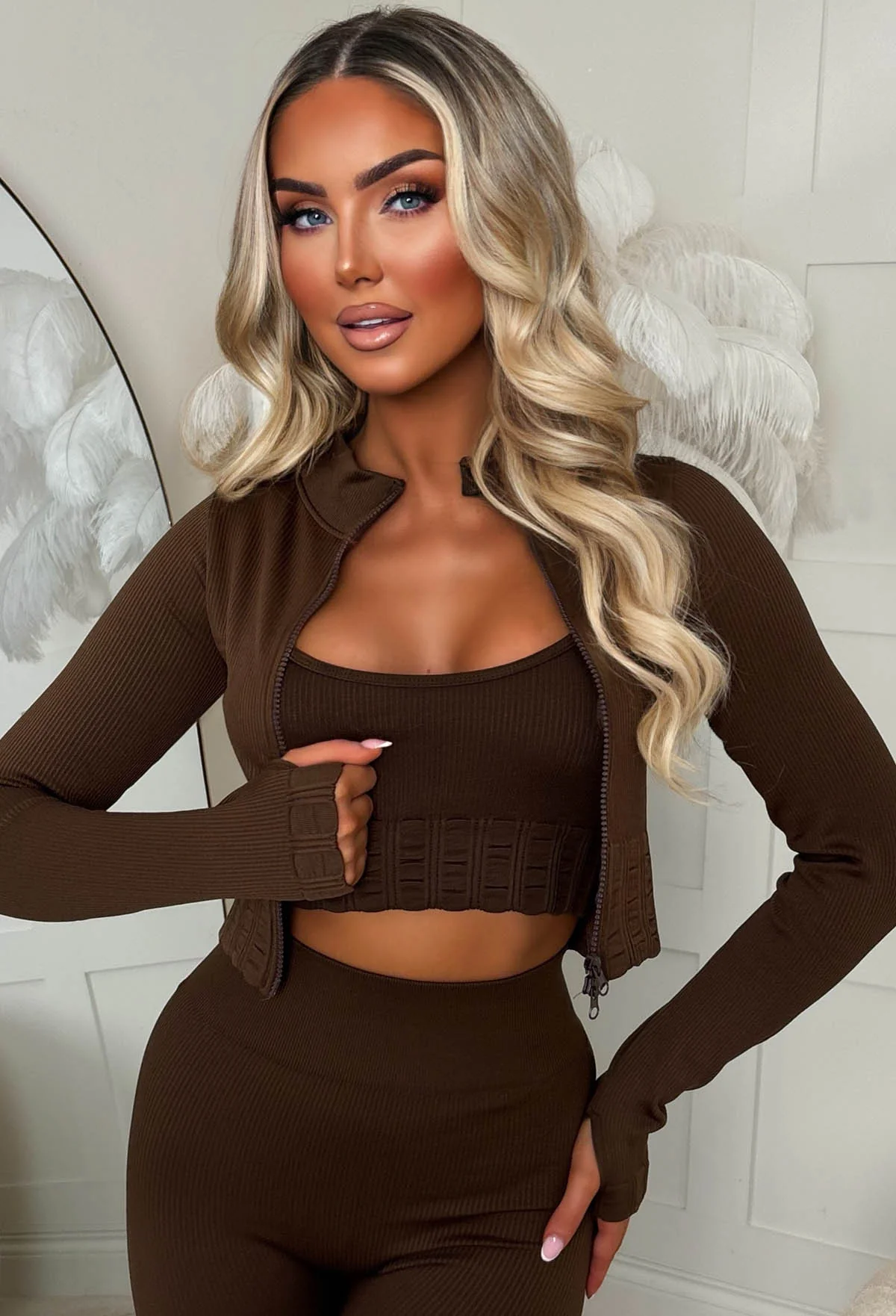 Off Duty Brown 3 Piece Athleisure Set - Image 8