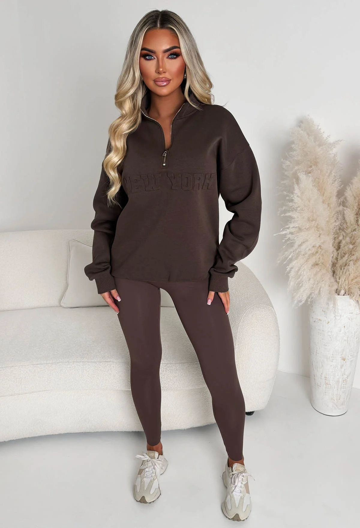 On The Move Chocolate Brown Half Zip Sweatshirt - Image 2