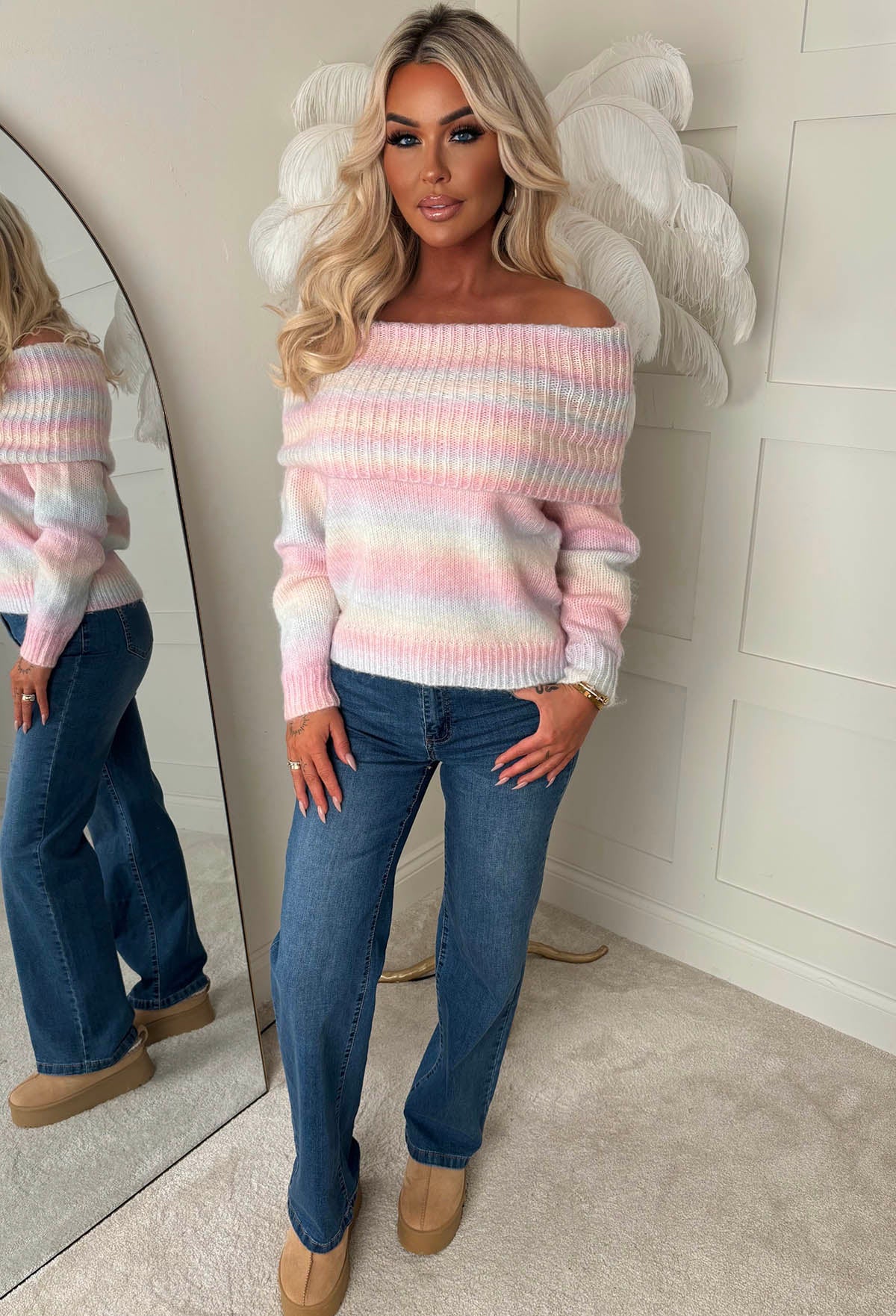 Over The Rainbow Multi Ultra Soft Bardot Jumper - Image 3