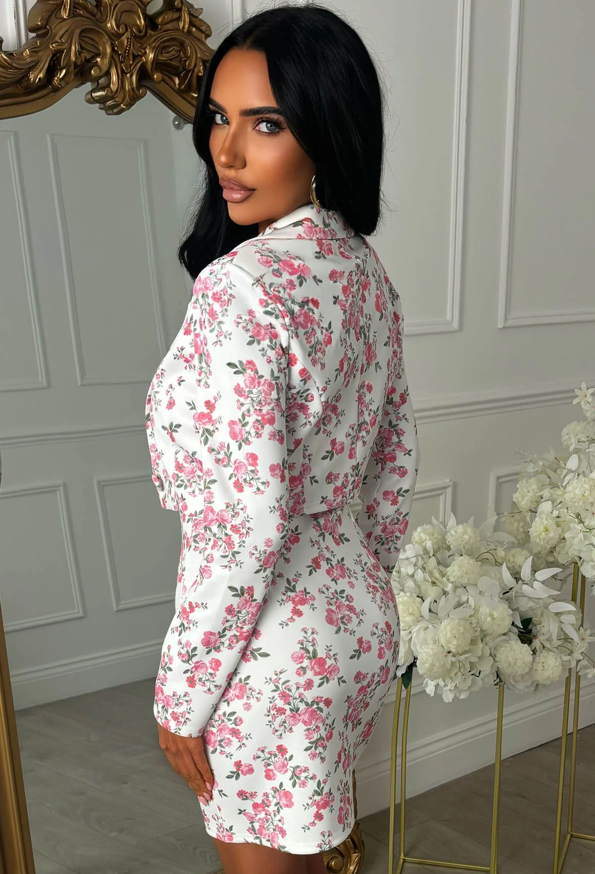 Petal Power Pink Ditzy Floral Print Cropped Blazer - Image 6