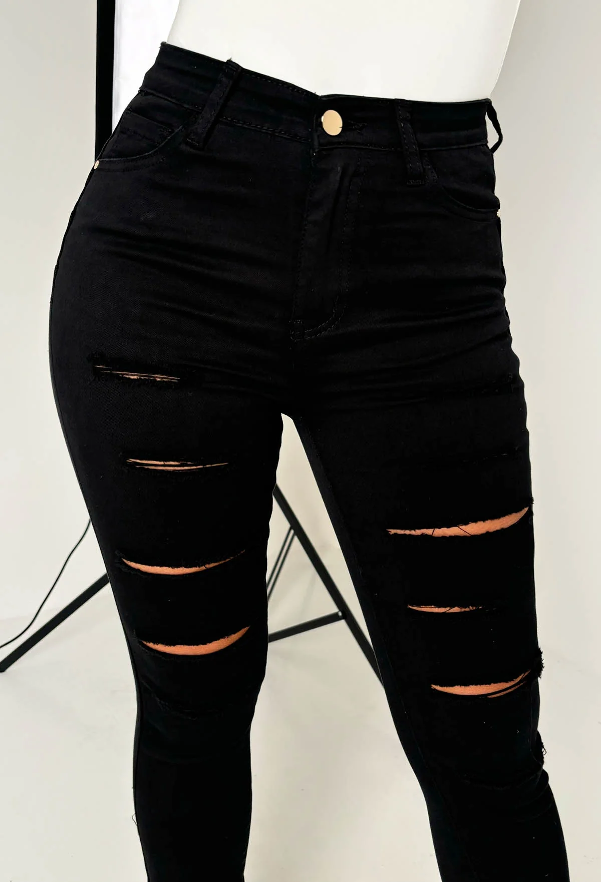 Push Me Baby Black Distressed Stretch Push Up Skinny Jeans - Image 2