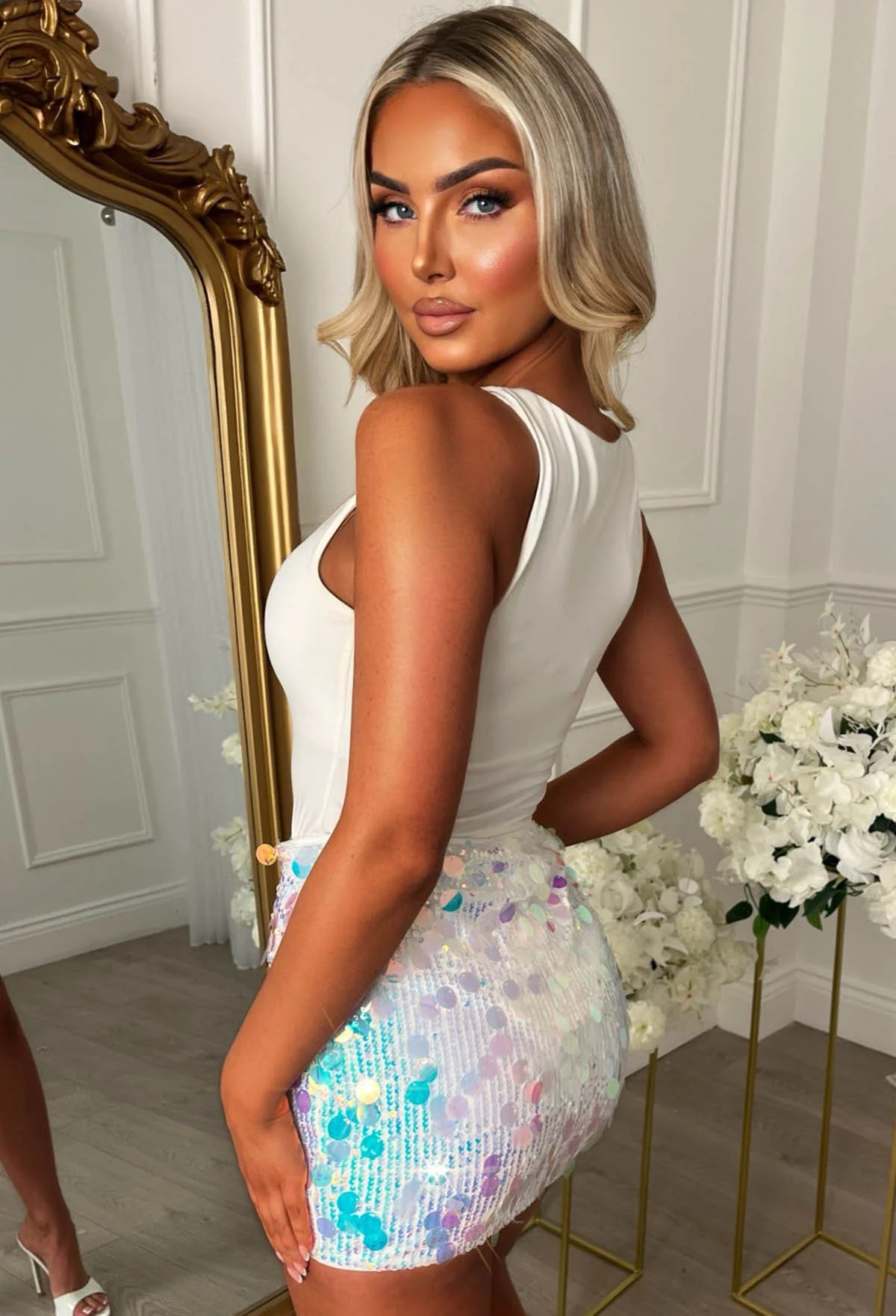 Radiant Queen Multi Sequin Disc Elasticated Skirt - Image 2