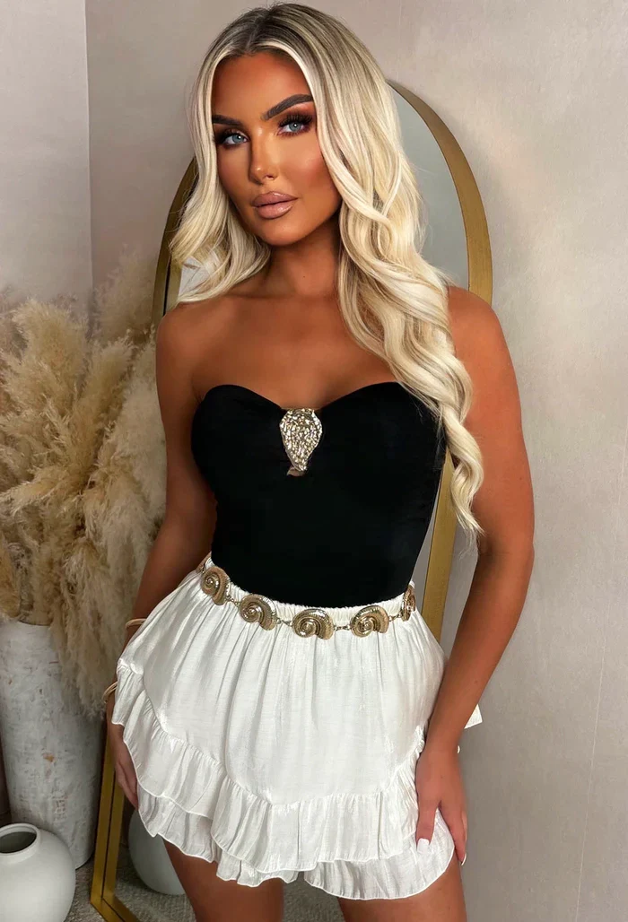 Ruffle Up Baby Cream Ruffle Stretch Waist Shorts - Image 3