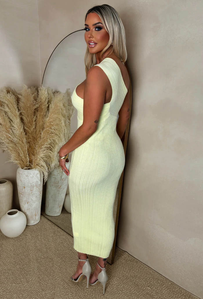 Runaway Heart Lemon Knot Detail Knitted Midi Dress - Image 2