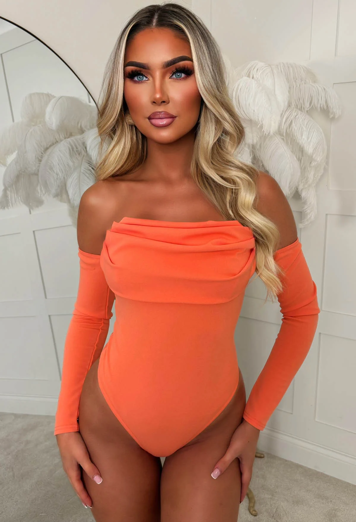 Sassy Sweetie Coral Scuba Crepe Bandeau Bodysuit - Image 3