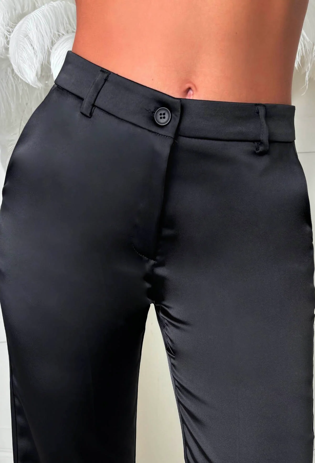 Satin Illusion Black Satin Trousers - Image 3