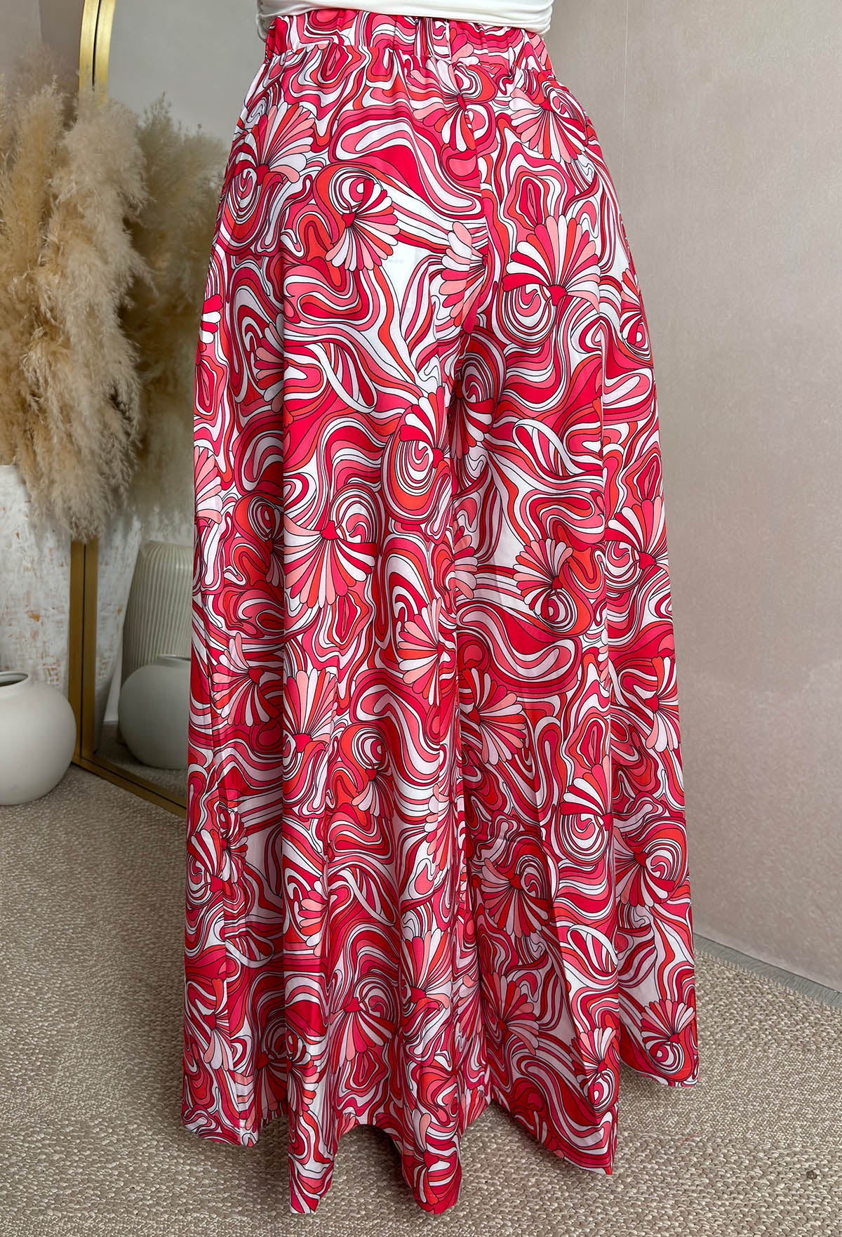 Secret Escape Hot Pink Printed Wide Leg Elasticated Trousers - Image 5
