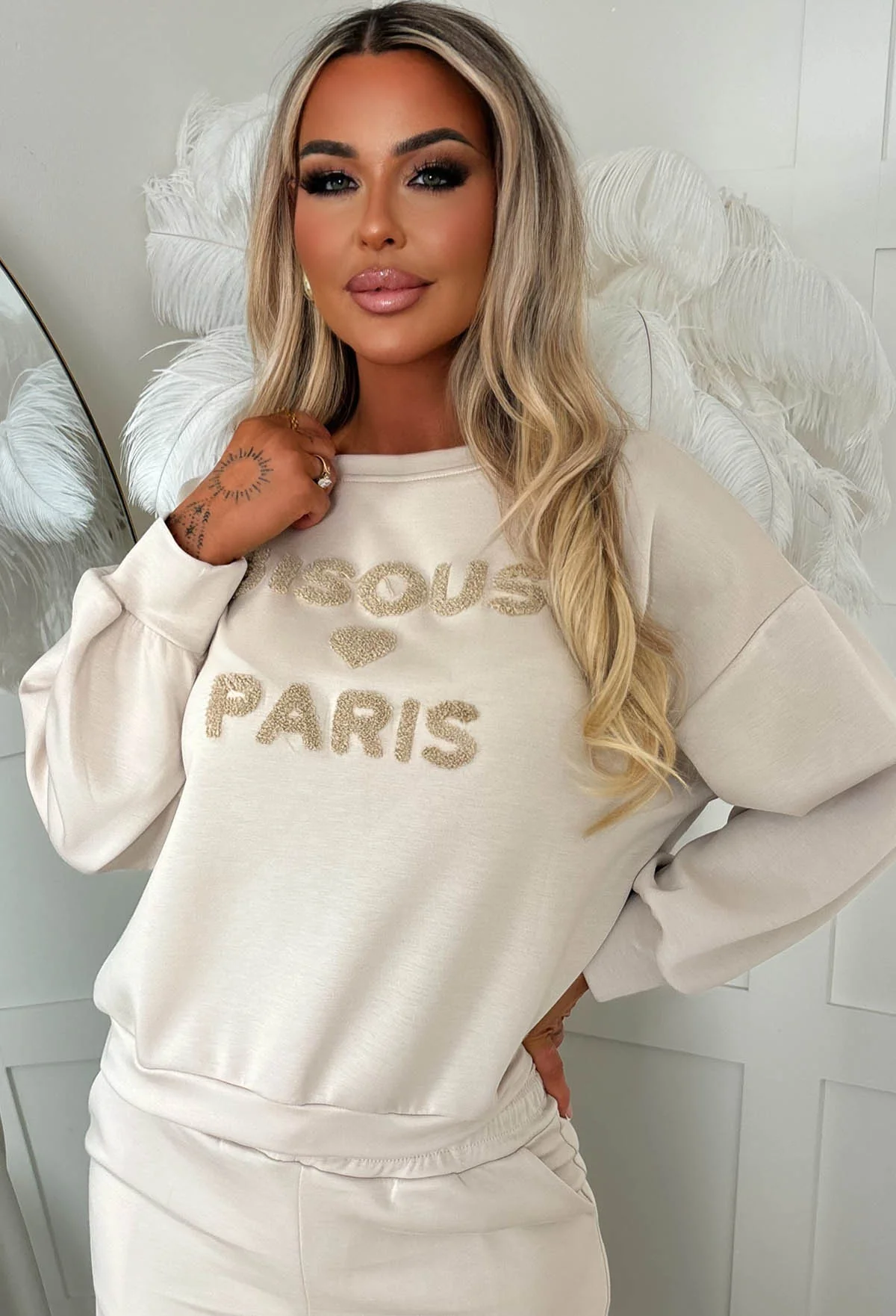 Sending Love Cream Sweatshirt And Joggers Co-ord Set - Image 3