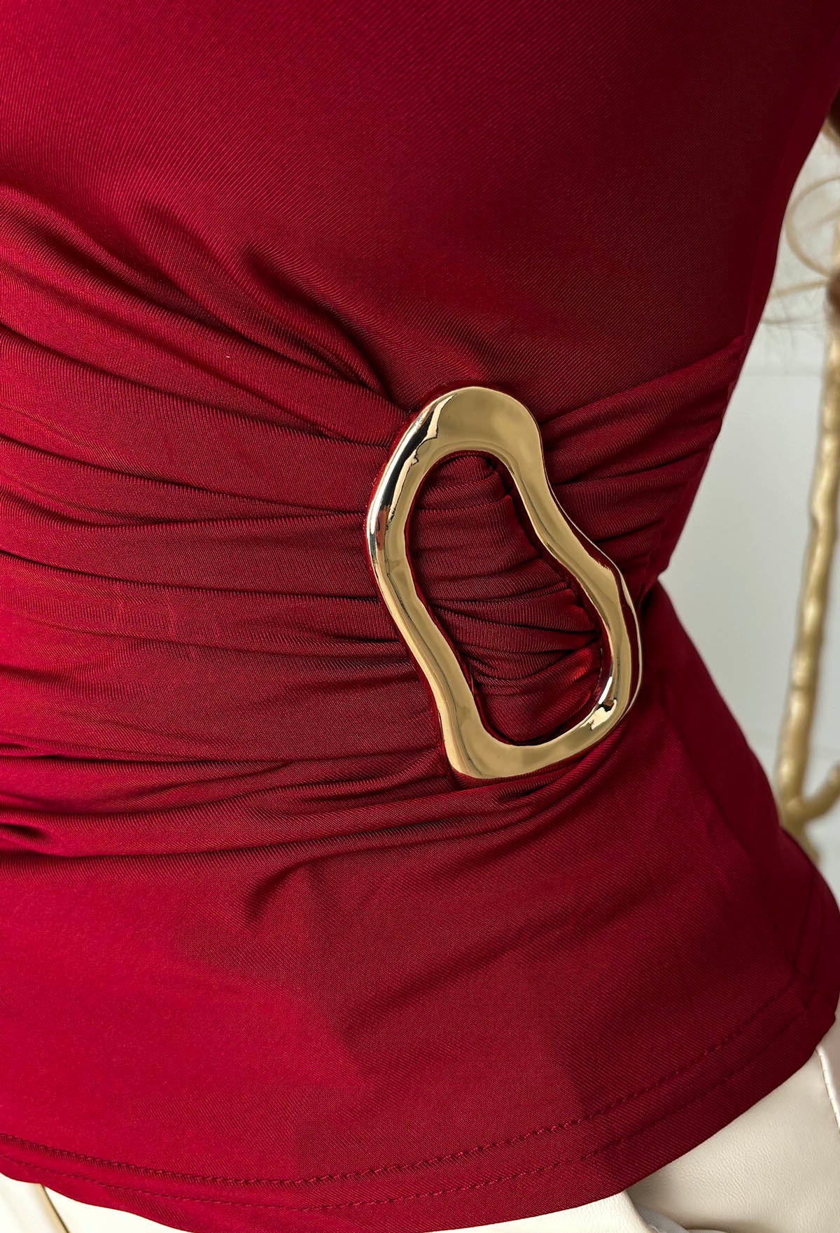 She's Majestic Burgundy Gold Detail Stretch Top - Image 2