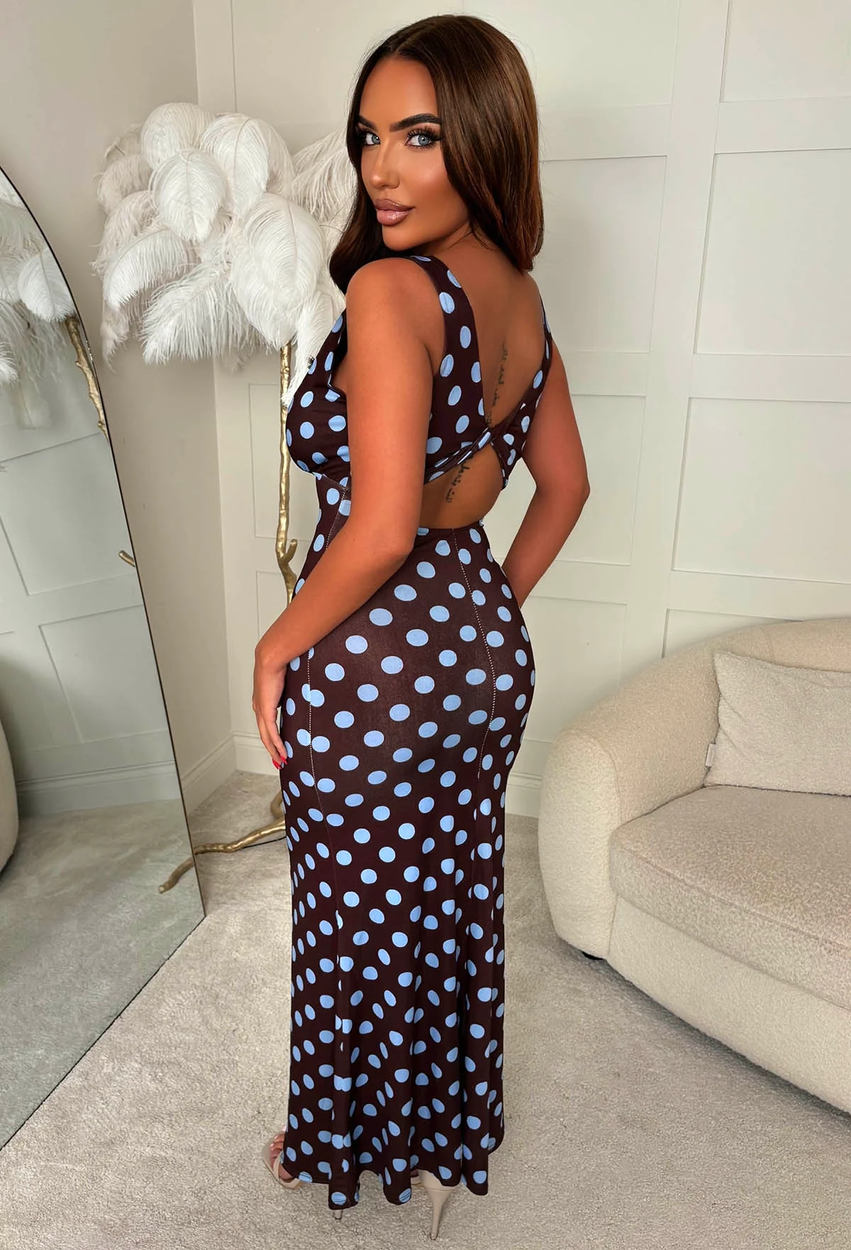 Simply Yours Brown Polka Dot Maxi Dress - Image 2