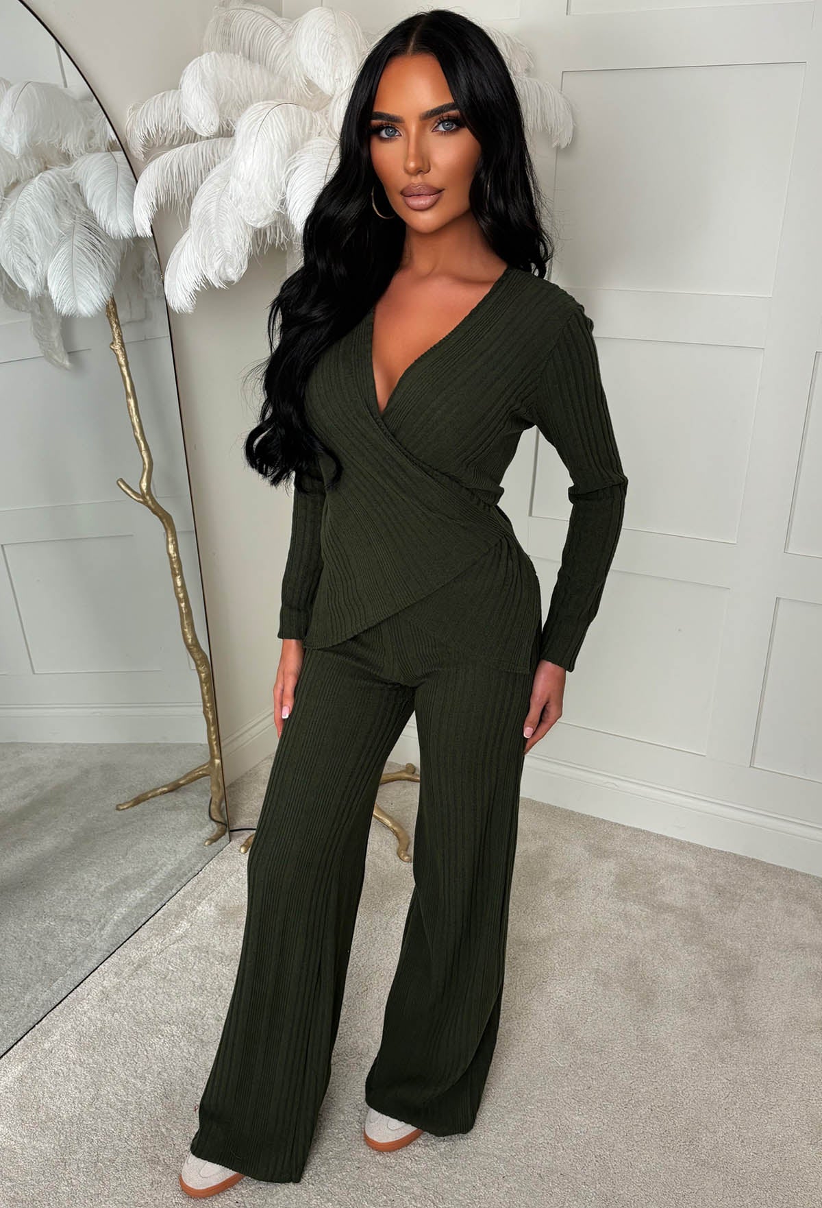 Snug Bug Khaki Ribbed Loungewear Trousers - Image 3