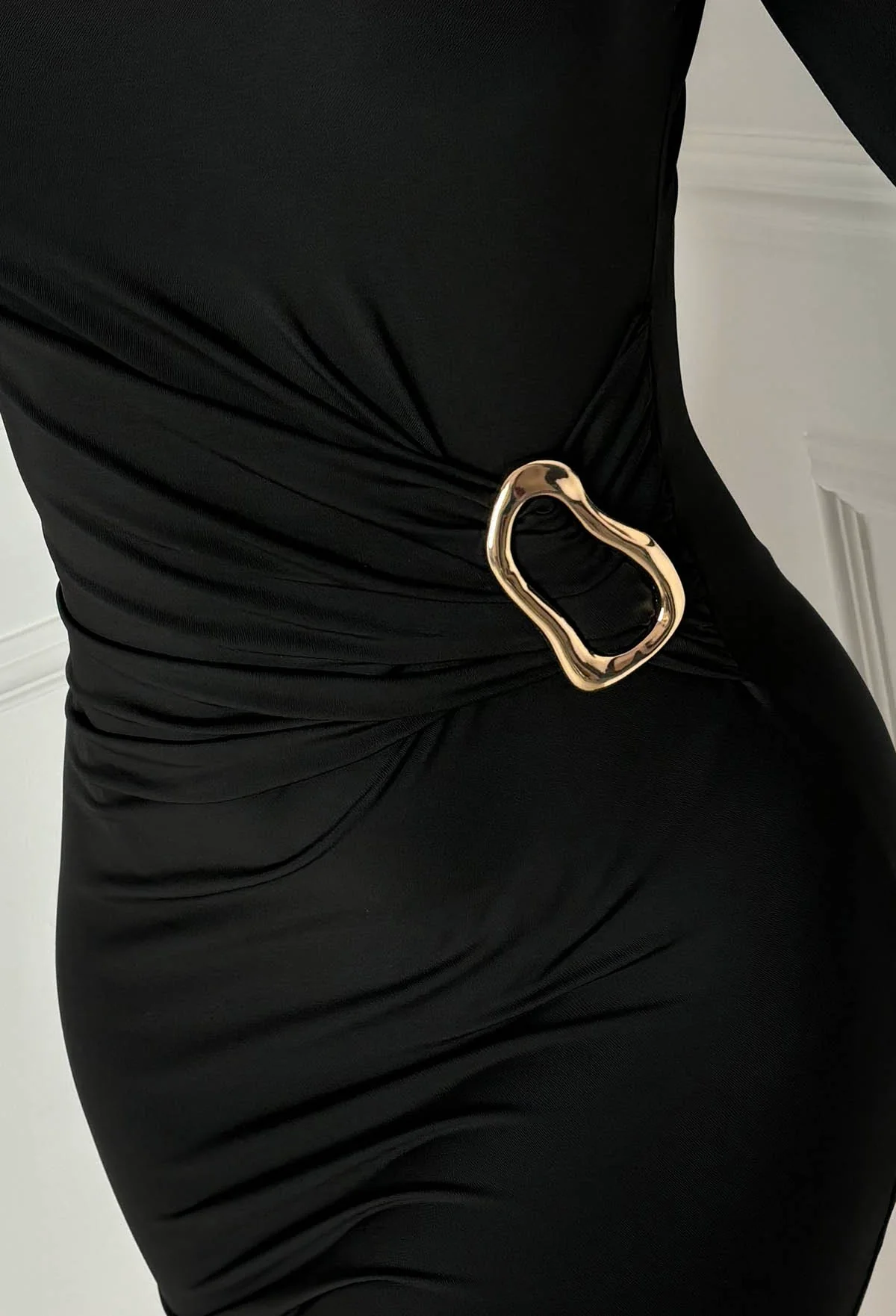 Such A Siren Black Buckle Detail Dress - Image 2