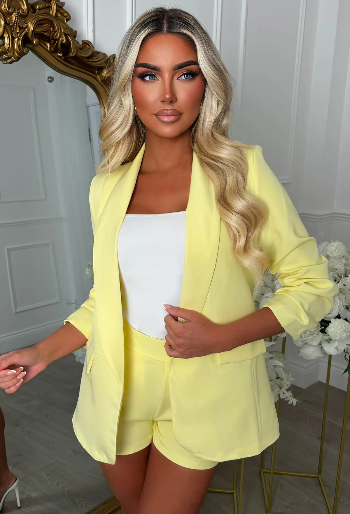Suits Me Yellow Blazer & Shorts Co-ord Set - Image 2