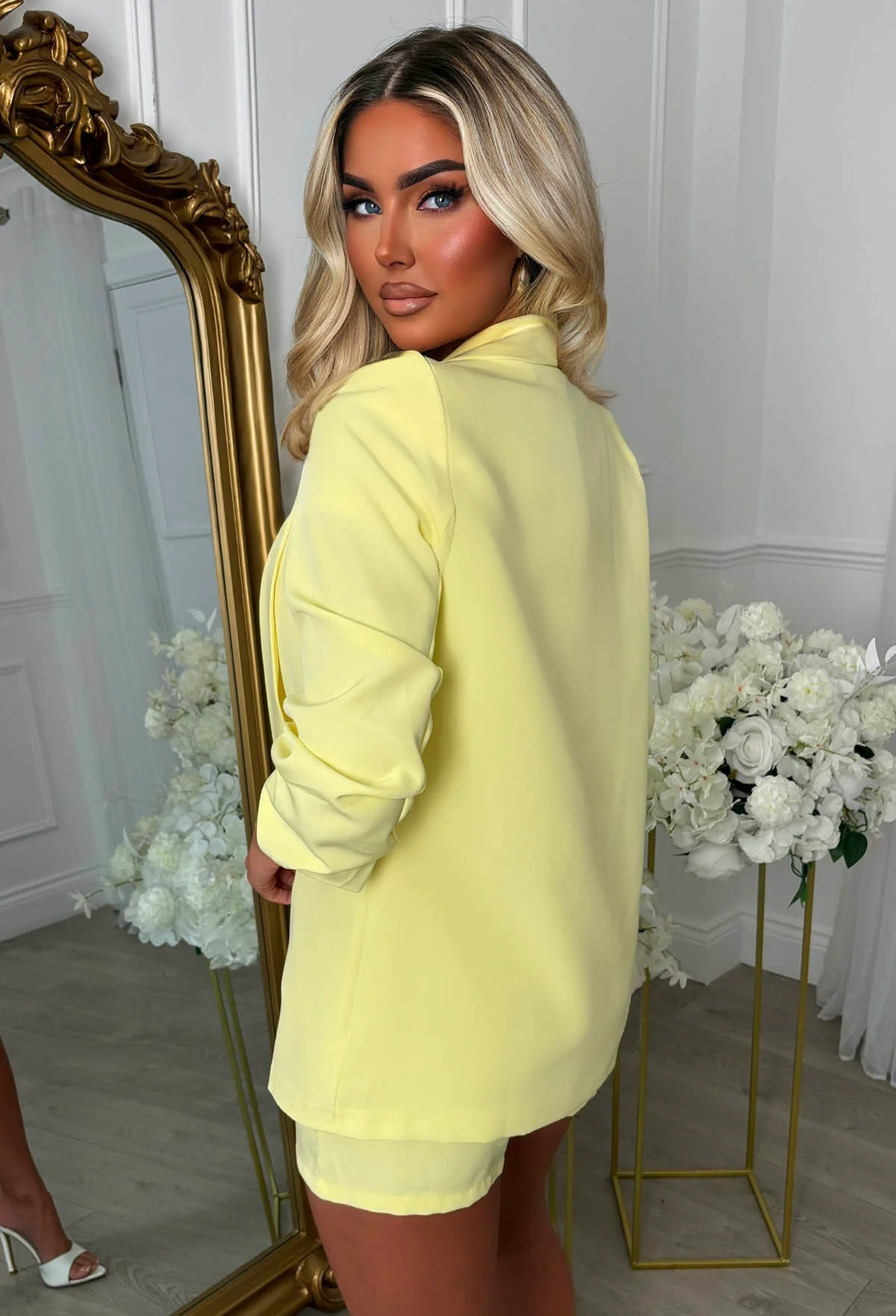 Suits Me Yellow Blazer & Shorts Co-ord Set - Image 3