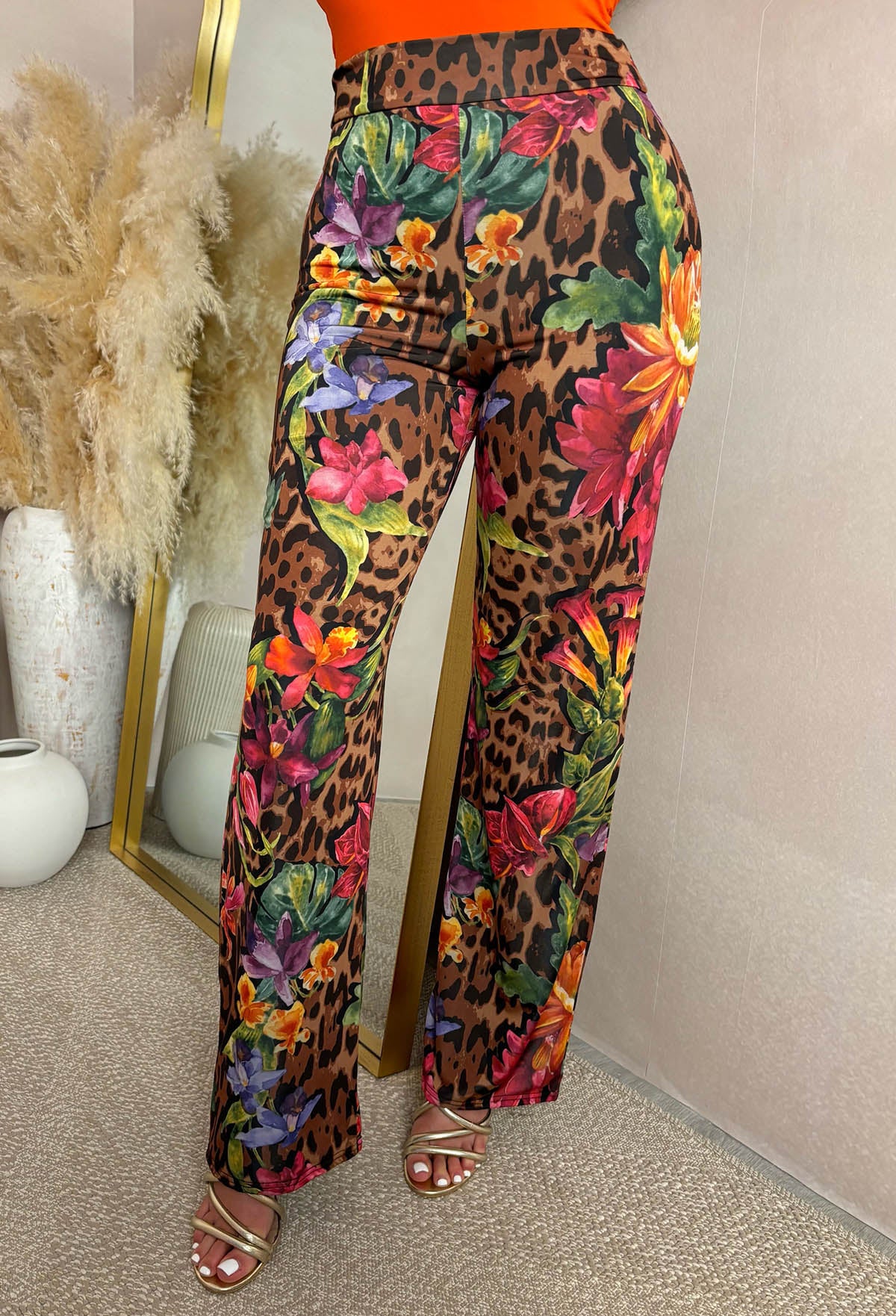 Sweetest Soul Multi Animal Print Slinky Straight Leg Trousers - Image 4