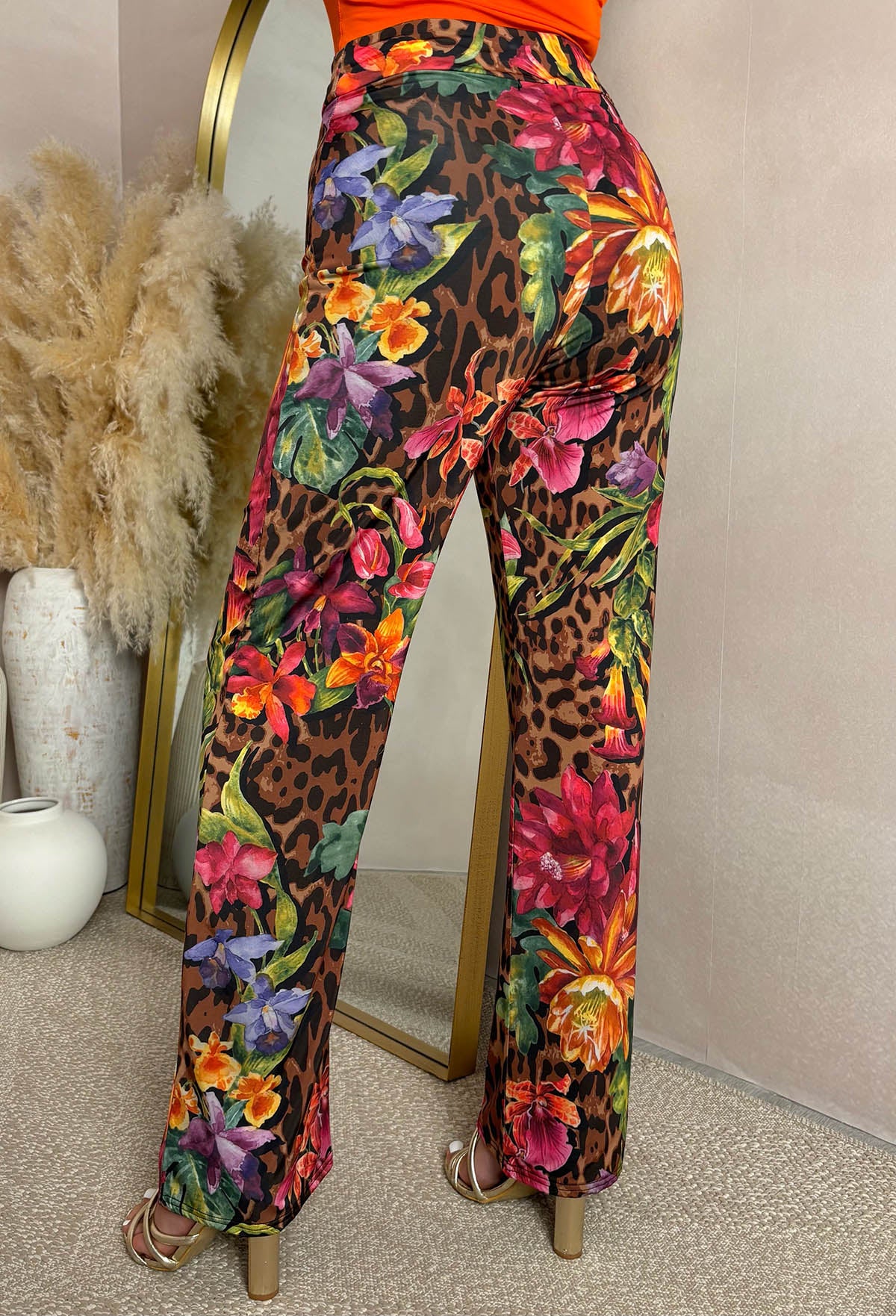 Sweetest Soul Multi Animal Print Slinky Straight Leg Trousers - Image 5