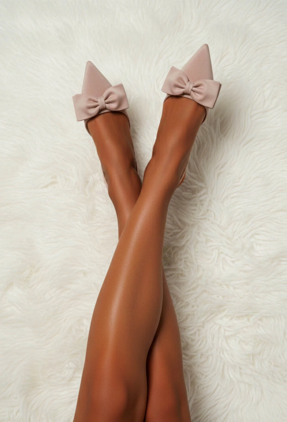 Take A Bow Nude Pointed Sling Back Stiletto Heels - Image 2