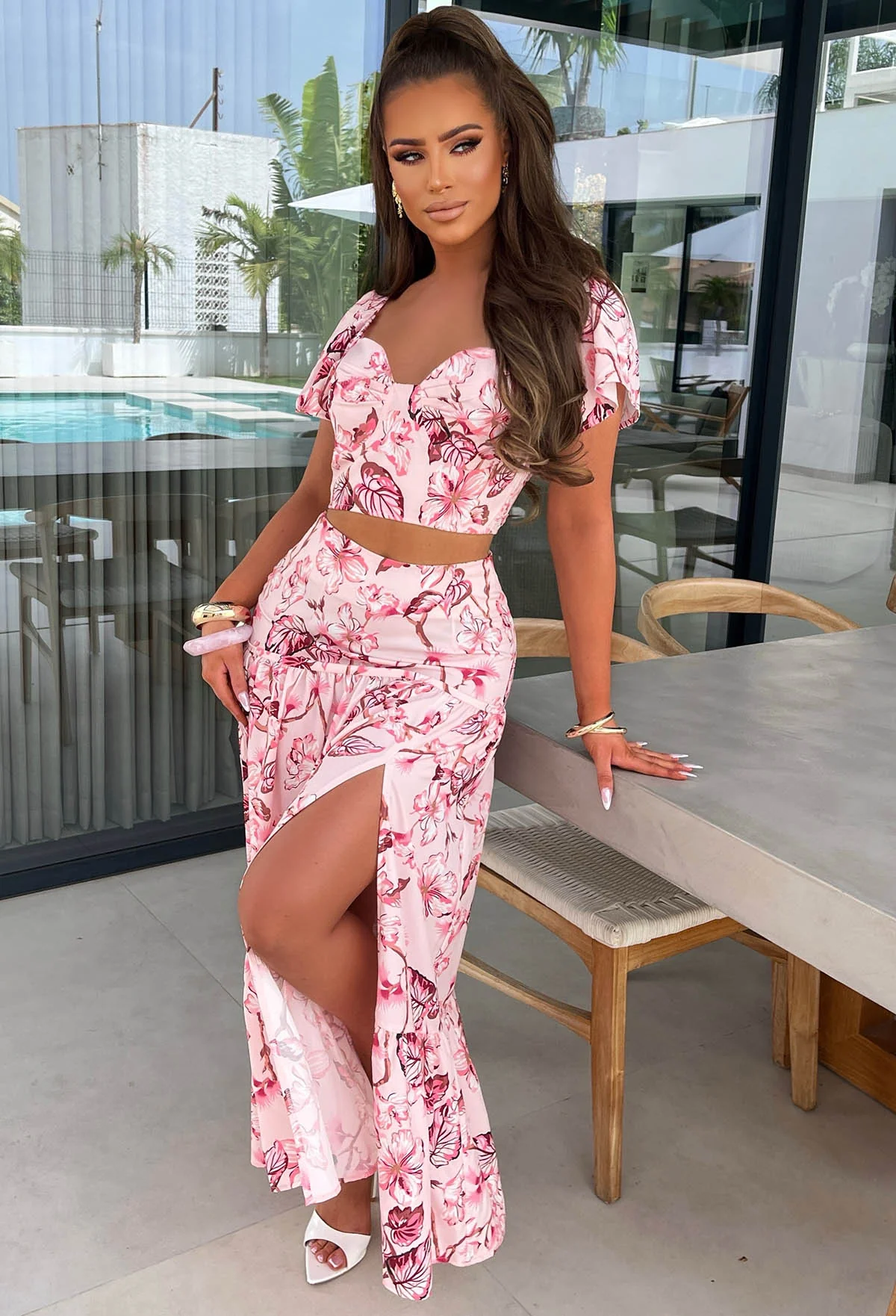 Tan Me Later Pink Floral Top & Skirt Co-ord Set - Image 5