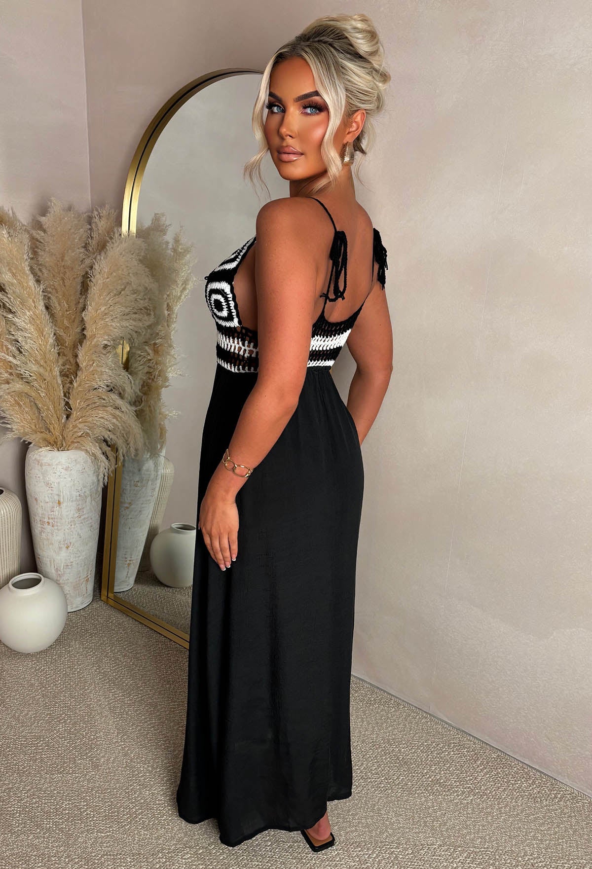Tropical Dream Black Crochet Knit Maxi Dress - Image 2