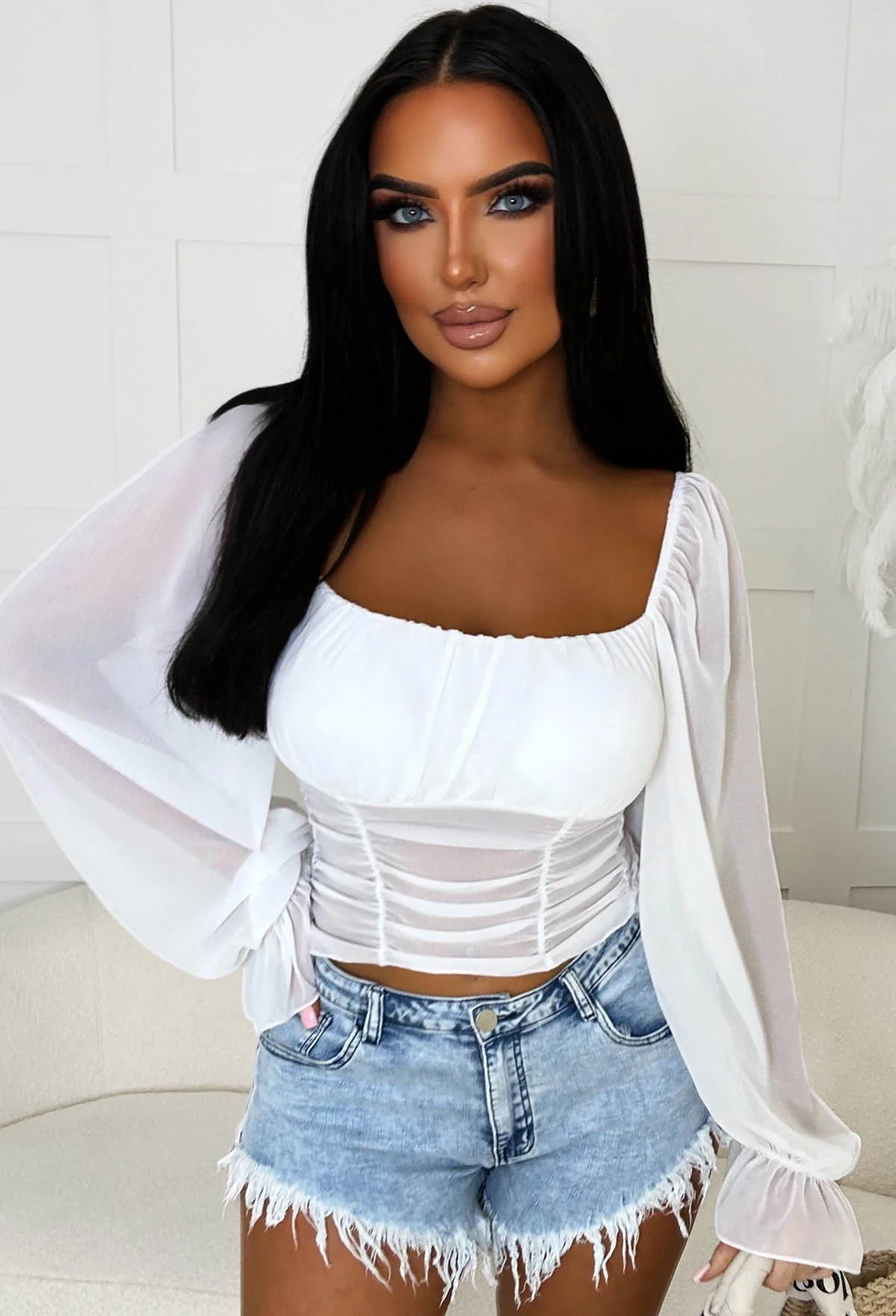 Trust In Me White Milkmaid Mesh Top
