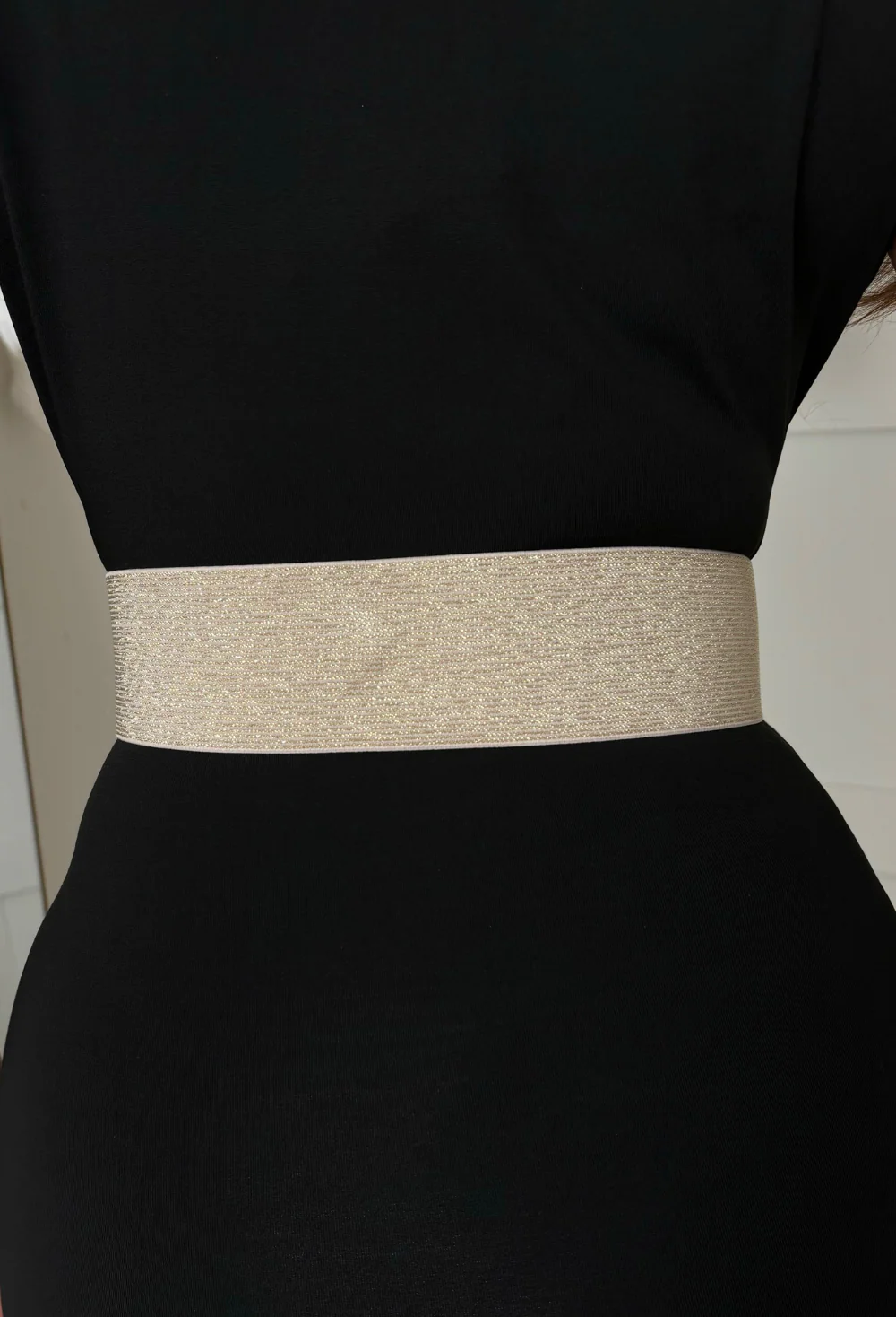 Va Va Voom Champagne Embellished Buckle Elasticated Belt - Image 2