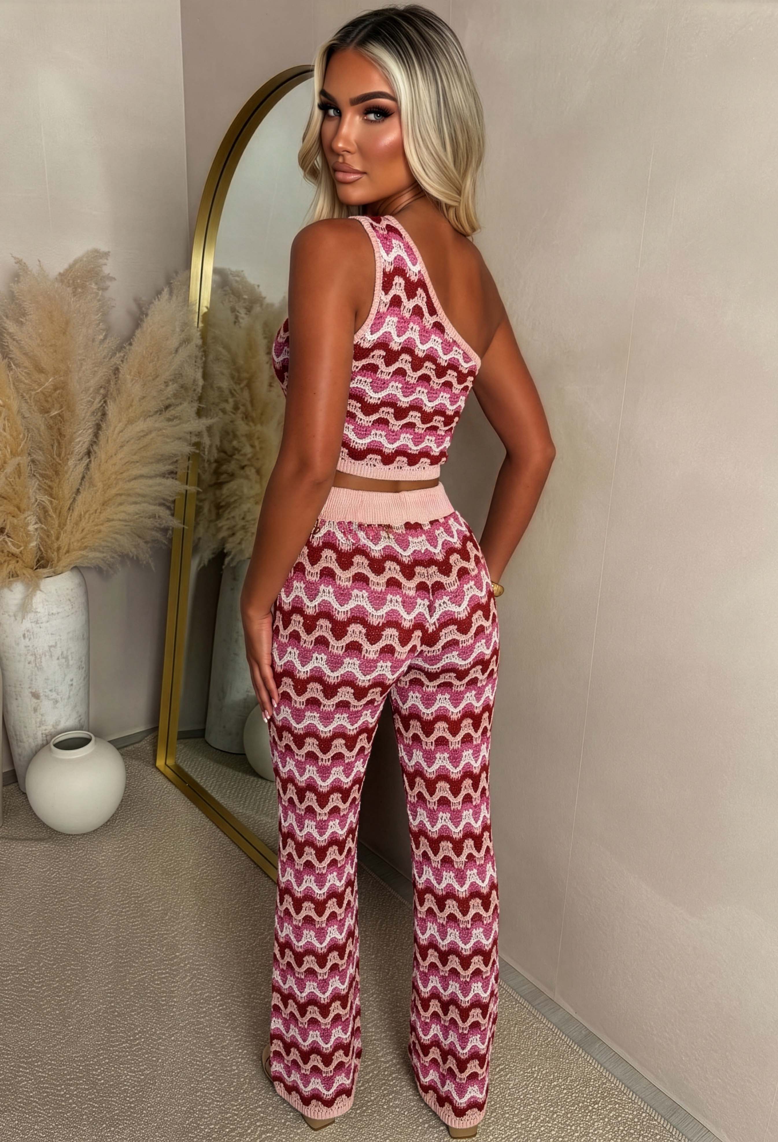 Vixen Vibes Hot Pink Zig Zag Knitted Trousers - Image 2