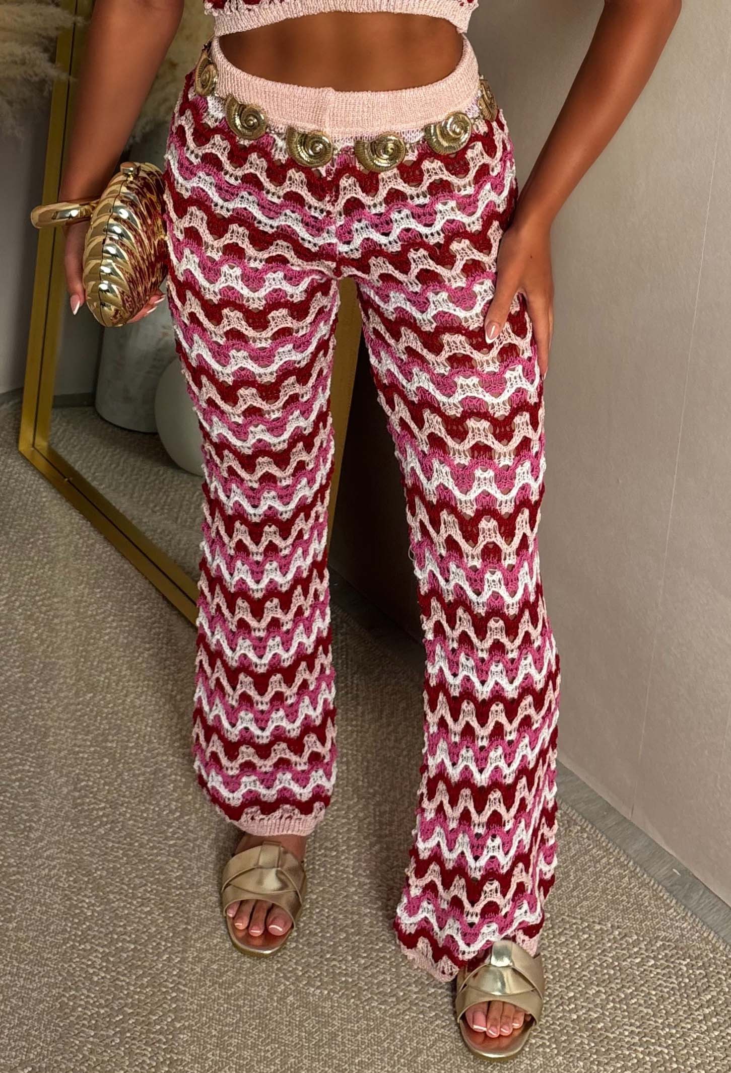 Vixen Vibes Hot Pink Zig Zag Knitted Trousers - Image 4