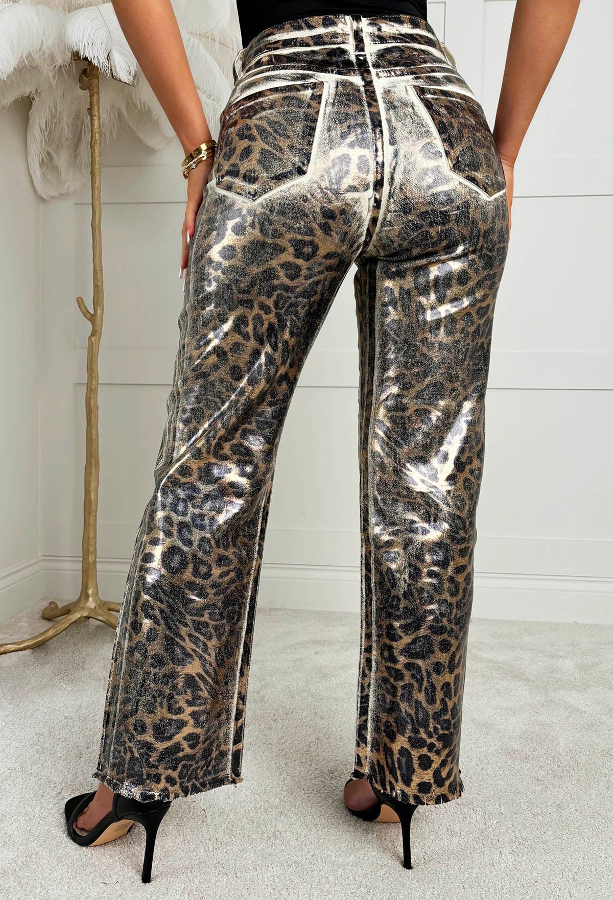 Wild Star Leopard Stretch Metallic Leopard Jeans - Image 5
