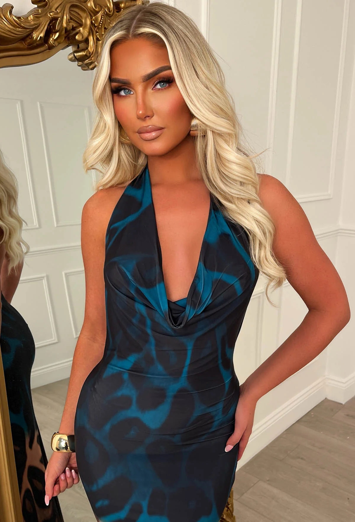 Wilder Than Most Multi Ombre Animal Print Cowl Neck Maxi Dress - Image 3