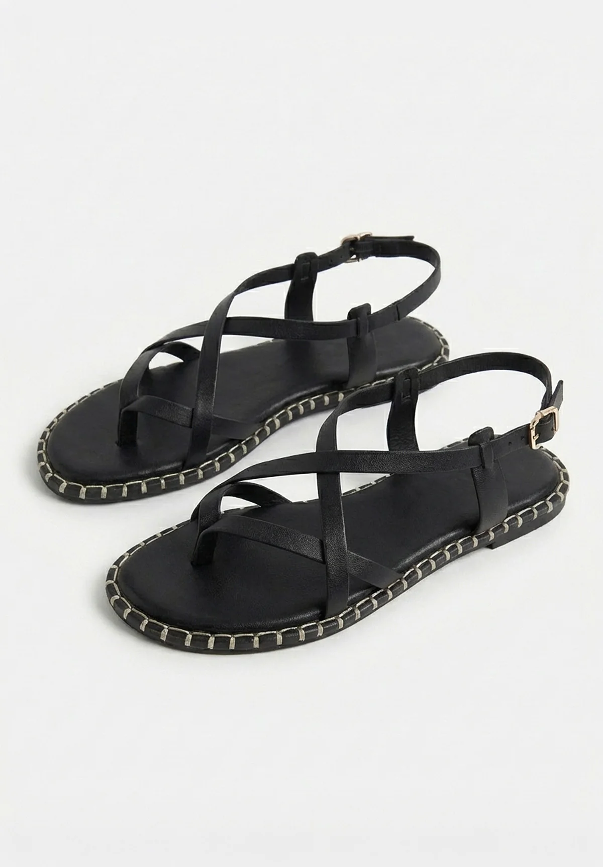 Wrapped Tight Black Strappy Sandals - Image 2